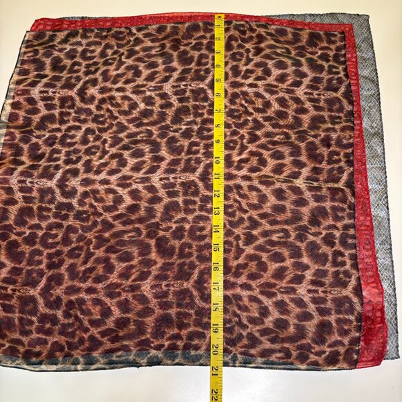 NY & CO, City Silk Womens Scarves Set of 3 Sz OS Animal Print Red Gray Mob Wife - Picture 3 of 8